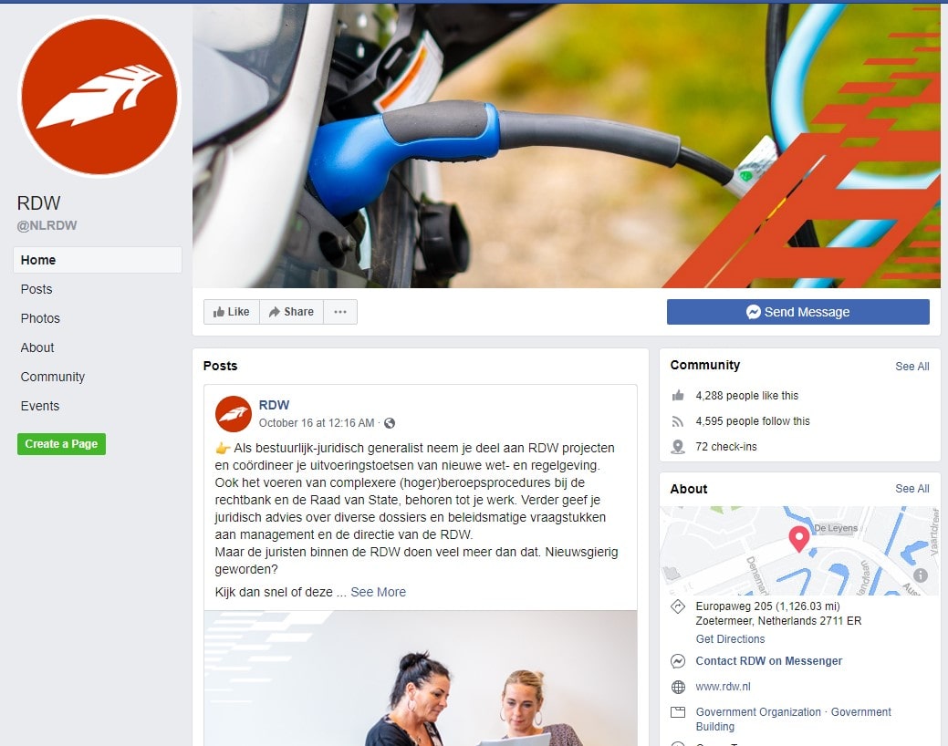 RDW Klantenservice op Facebook