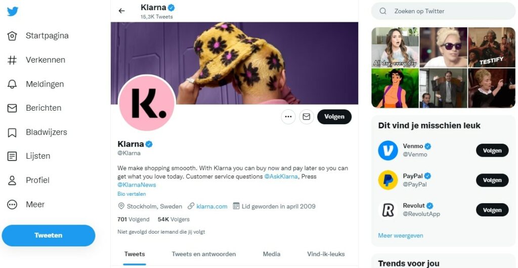 Klarna twitter