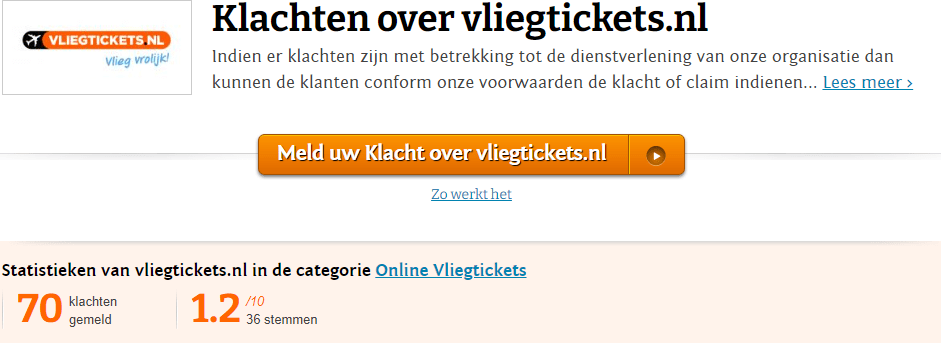 vliegtickets.nl klantenservice