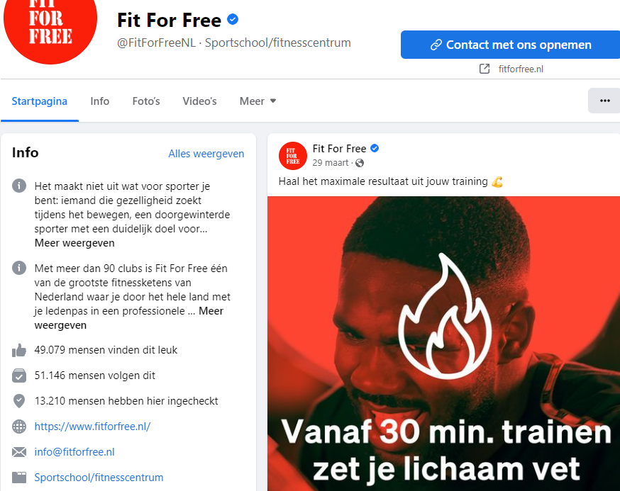 Fit For Free klantenservice